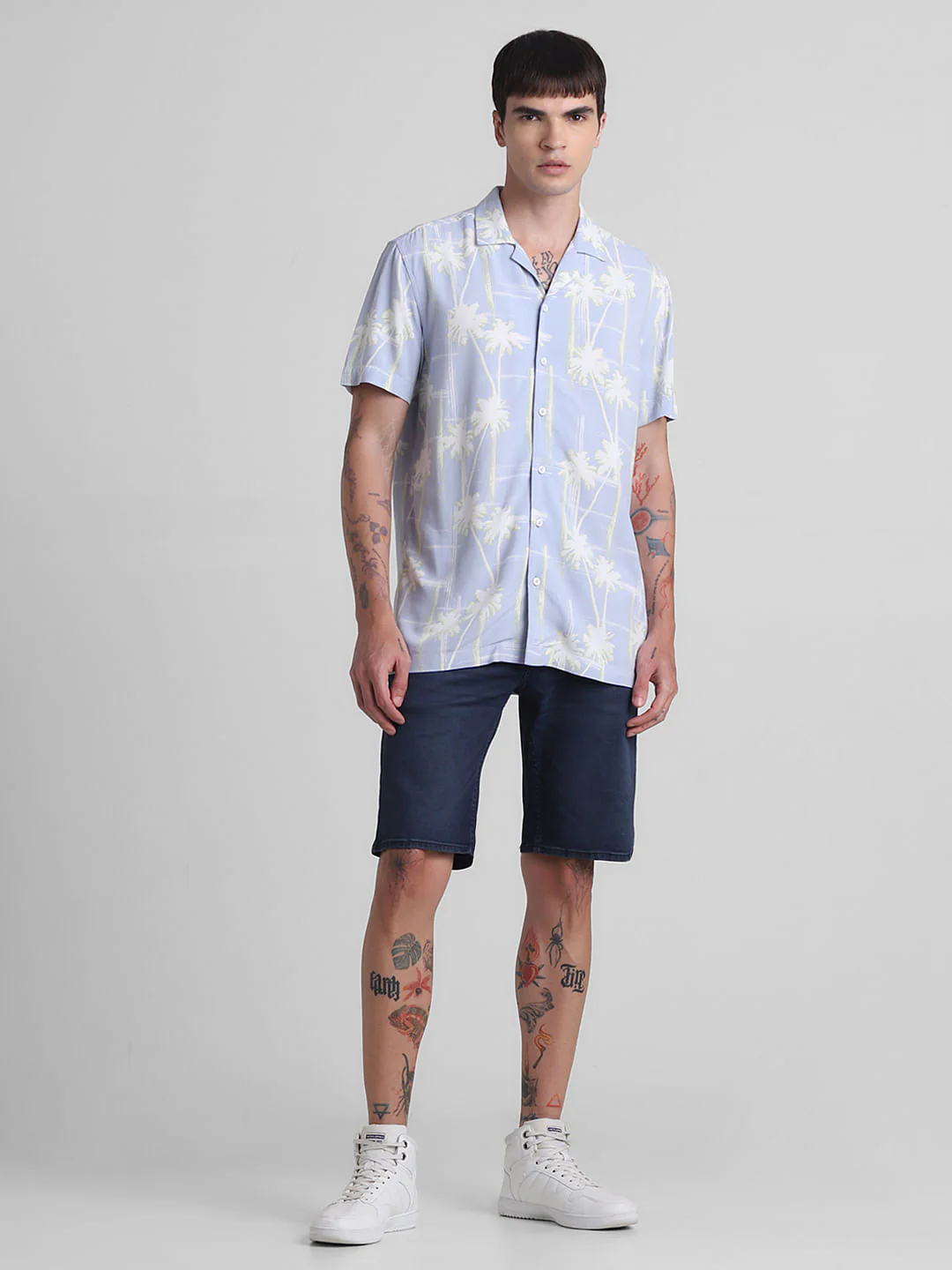 Blue Printed Short Sleeves Shirt - Image 6
