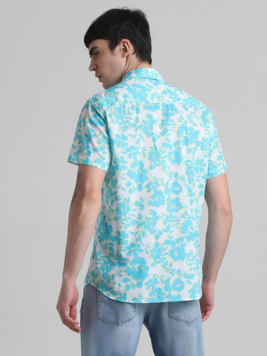 Blue Floral Short Sleeves Shirt - Image 4