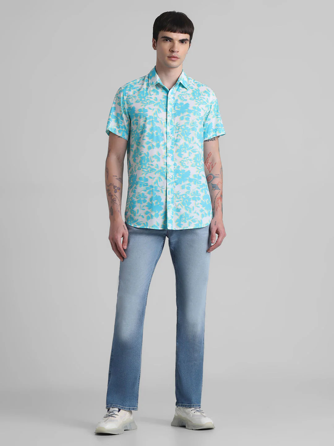 Blue Floral Short Sleeves Shirt - Image 6