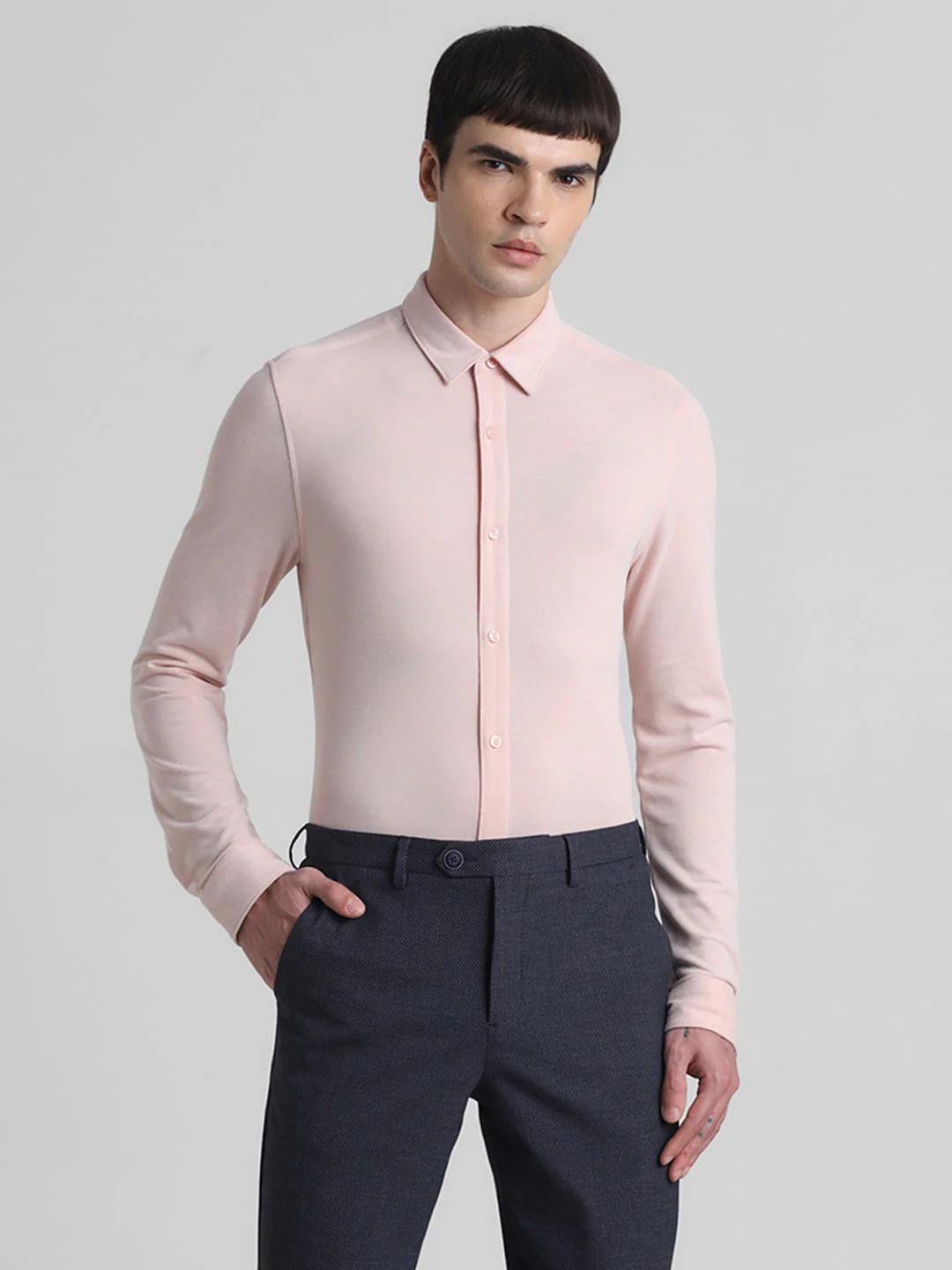 Peach Knit Full Sleeves Shirt - Image 2