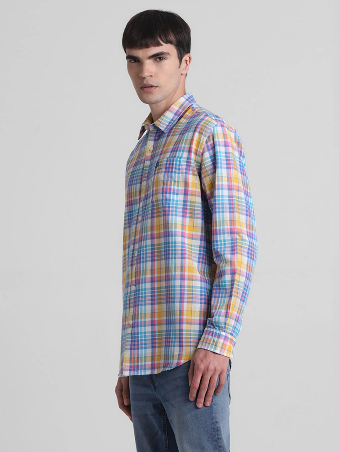 Blue Check Print Full Sleeves Shirt - Image 3
