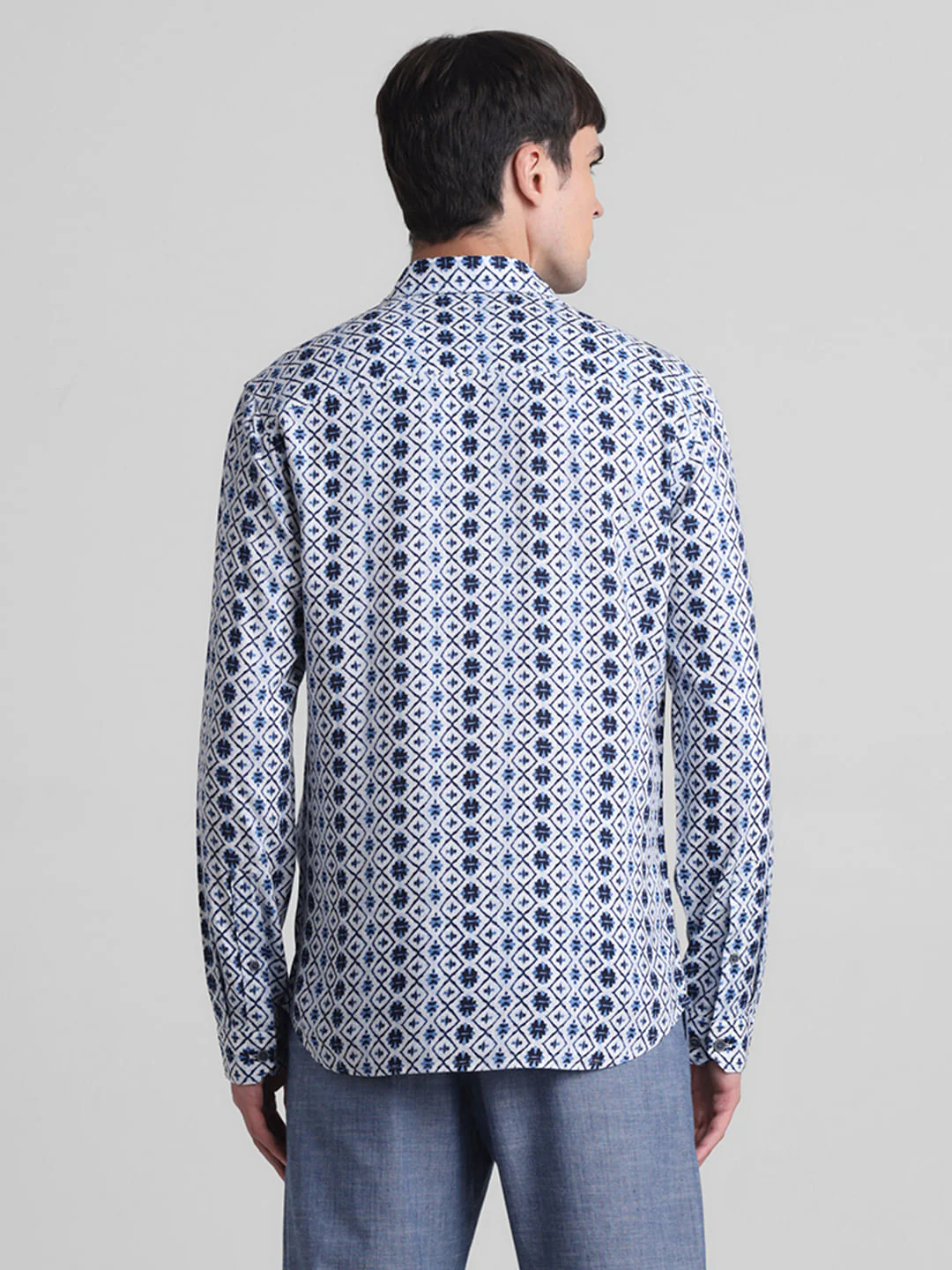 Blue Printed Full Sleeves Shirt - Image 4