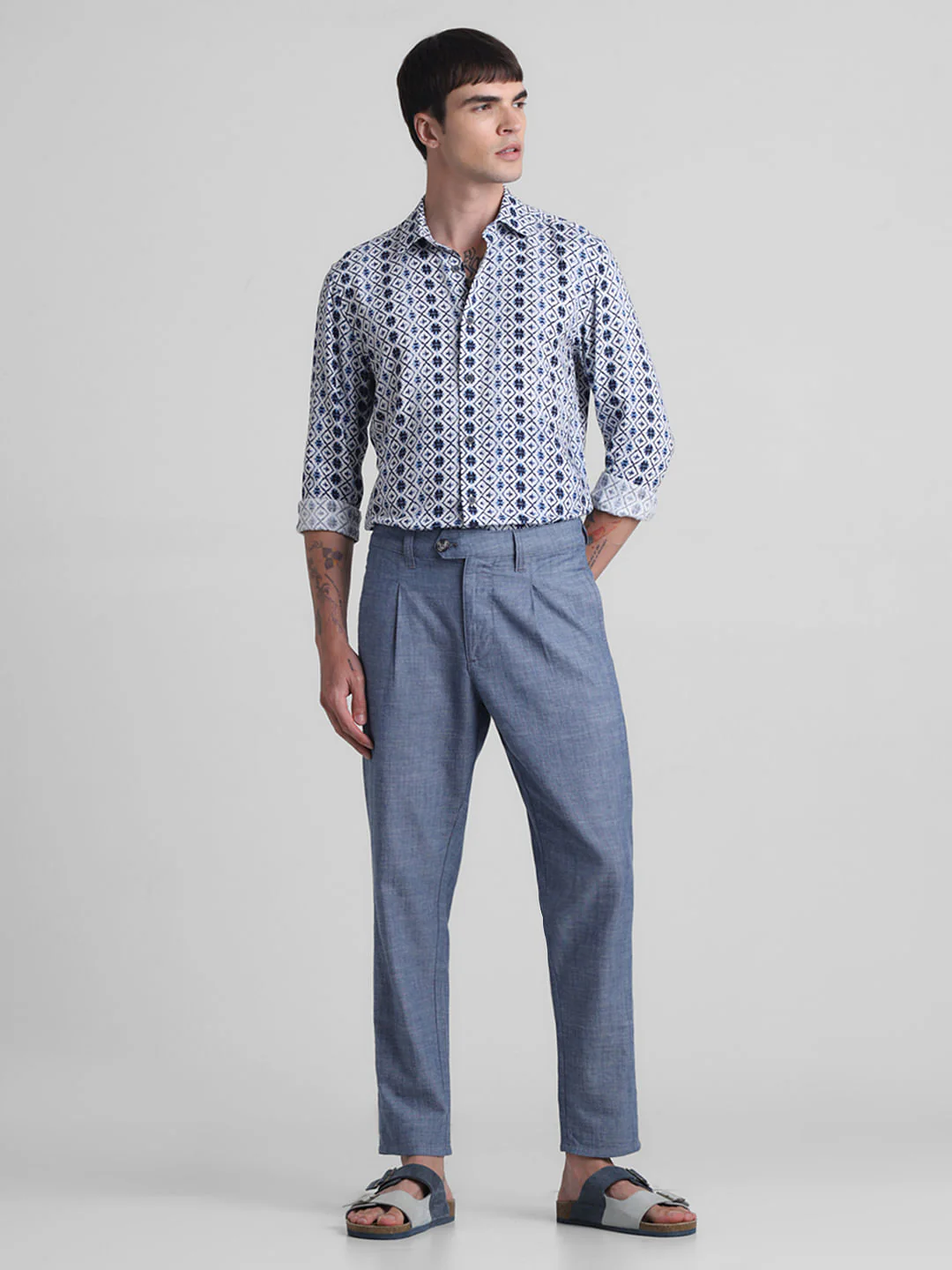 Blue Printed Full Sleeves Shirt - Image 6