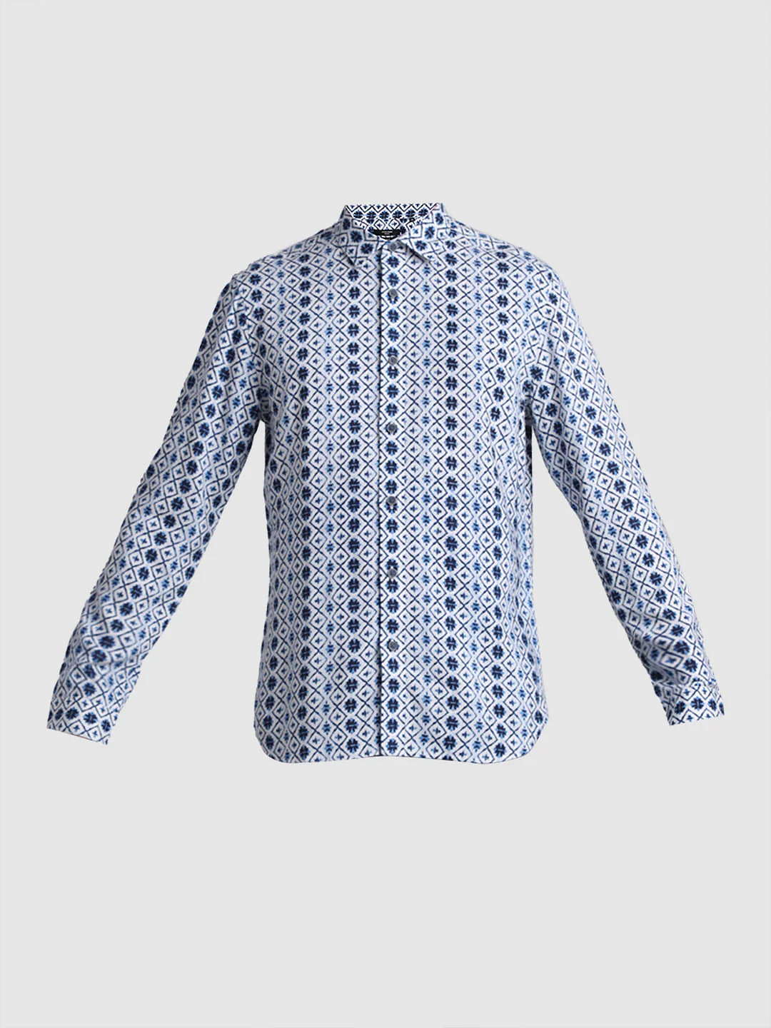 Blue Printed Full Sleeves Shirt - Image 7