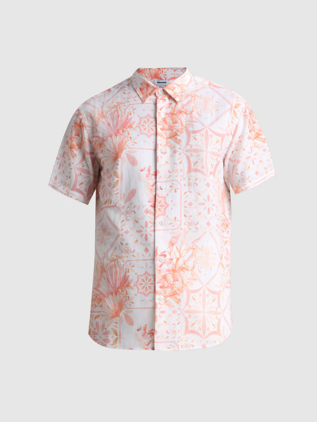 Peach Linen Blend Printed Shirt - Image 7