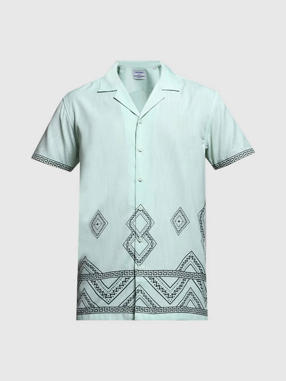 Green Abstract Print Short Sleeves Shirt - Image 7