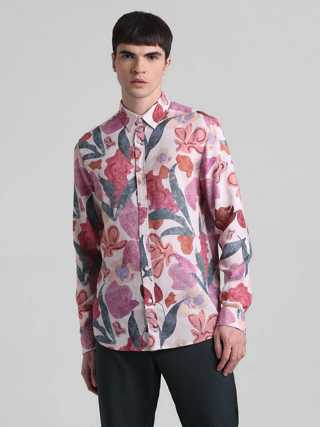 Peach Floral Full Sleeves Shirt - Image 2
