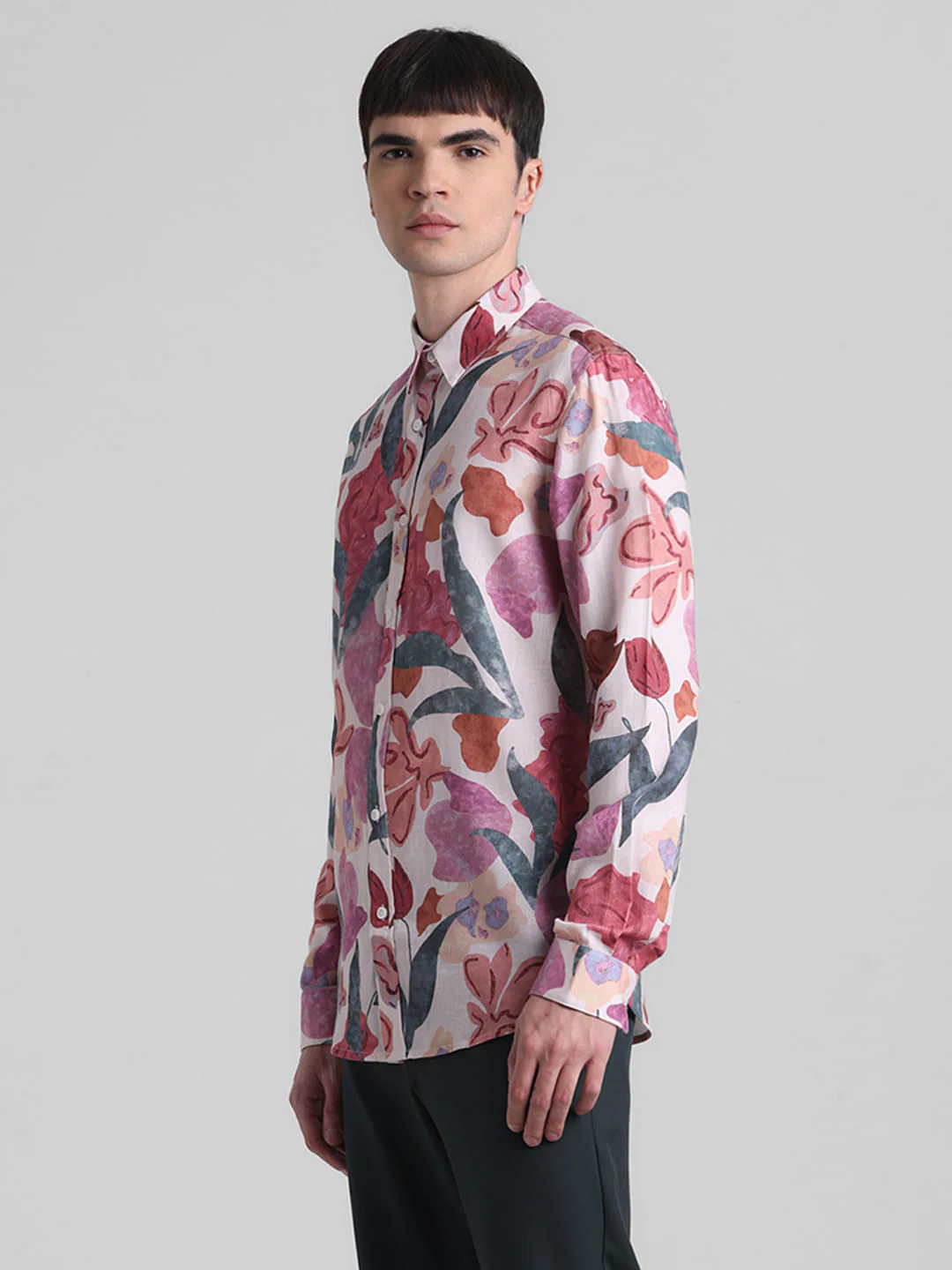 Peach Floral Full Sleeves Shirt - Image 3