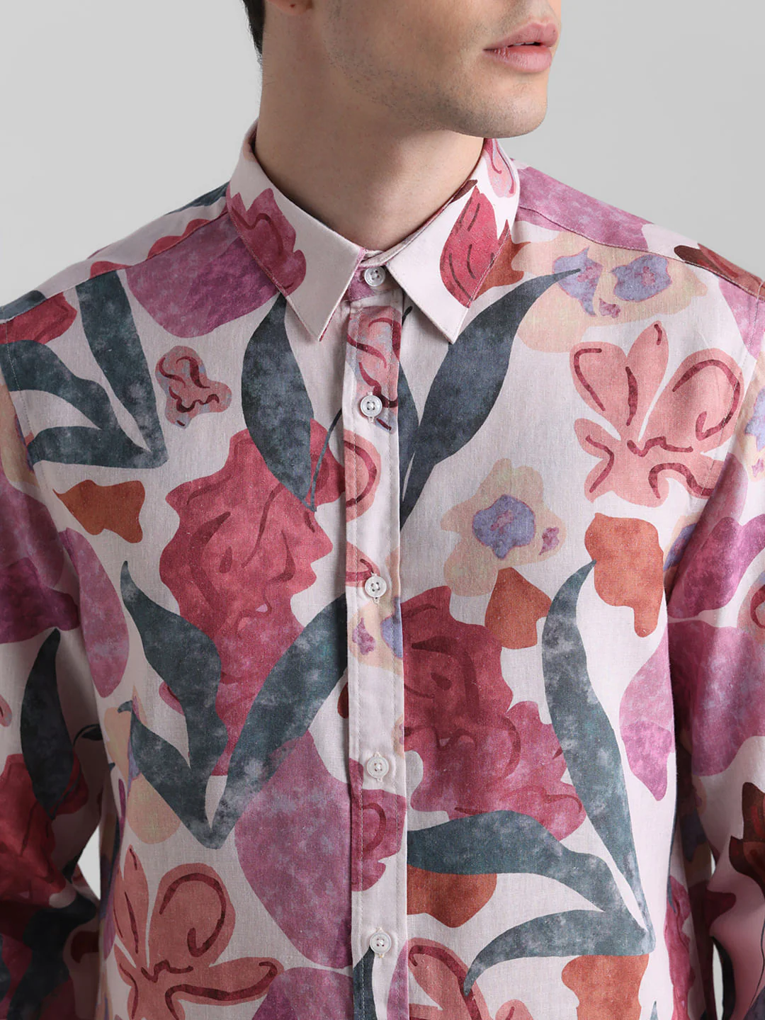Peach Floral Full Sleeves Shirt - Image 5
