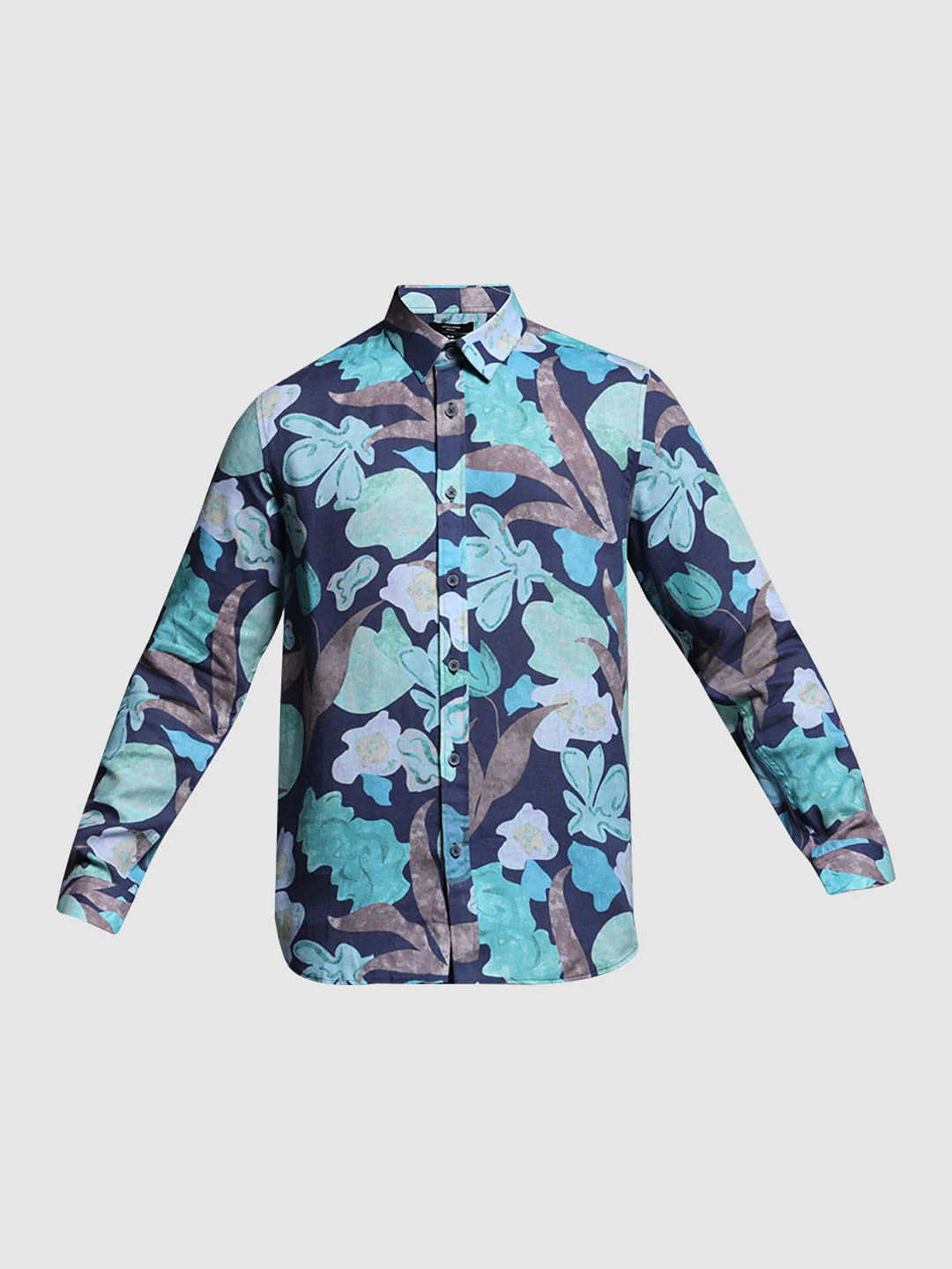 Blue Floral Lyocell Linen Shirt - Image 7
