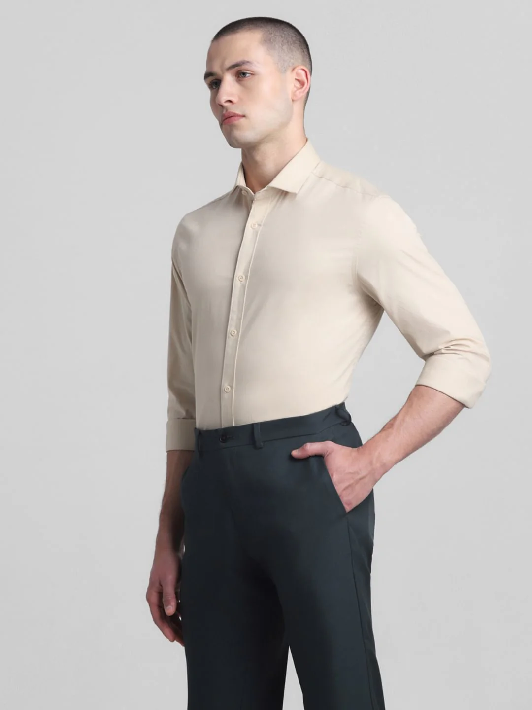 Beige Full Sleeves Formal Shirt - Image 3