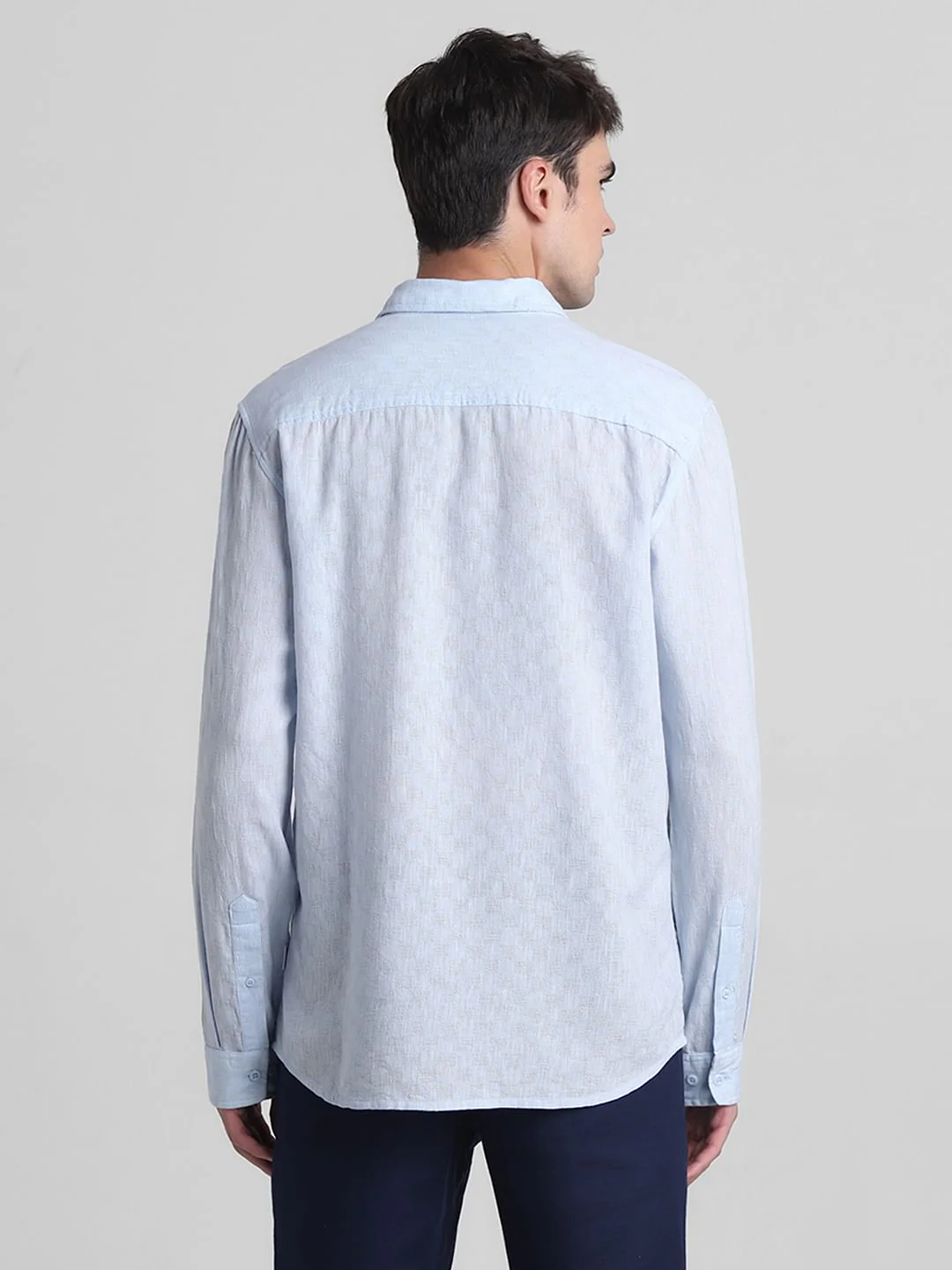 Light Blue Linen Full Sleeves Shirt - Image 4