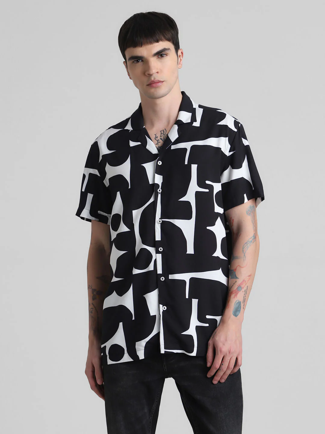 Black Abstract Print Shirt - Image 2