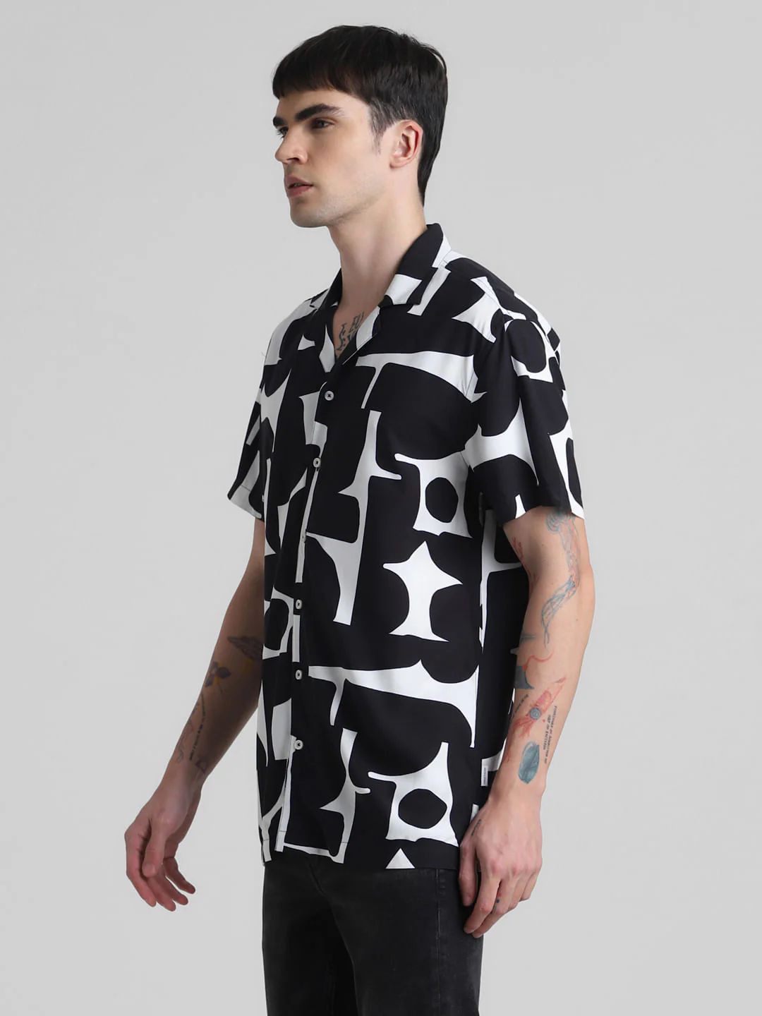 Black Abstract Print Shirt - Image 3