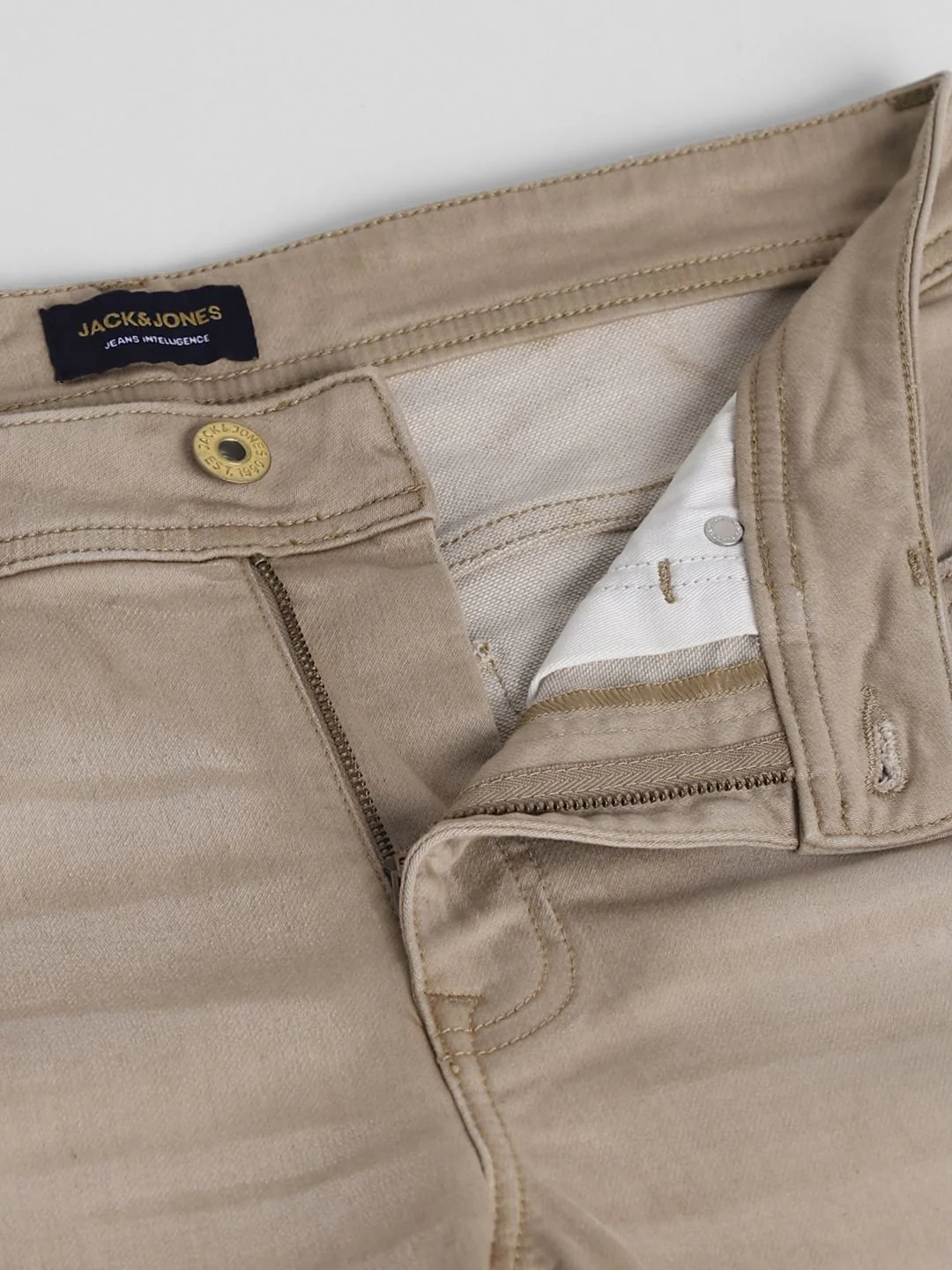 Beige Mid Rise Clark Regular Fit Jeans - Image 5