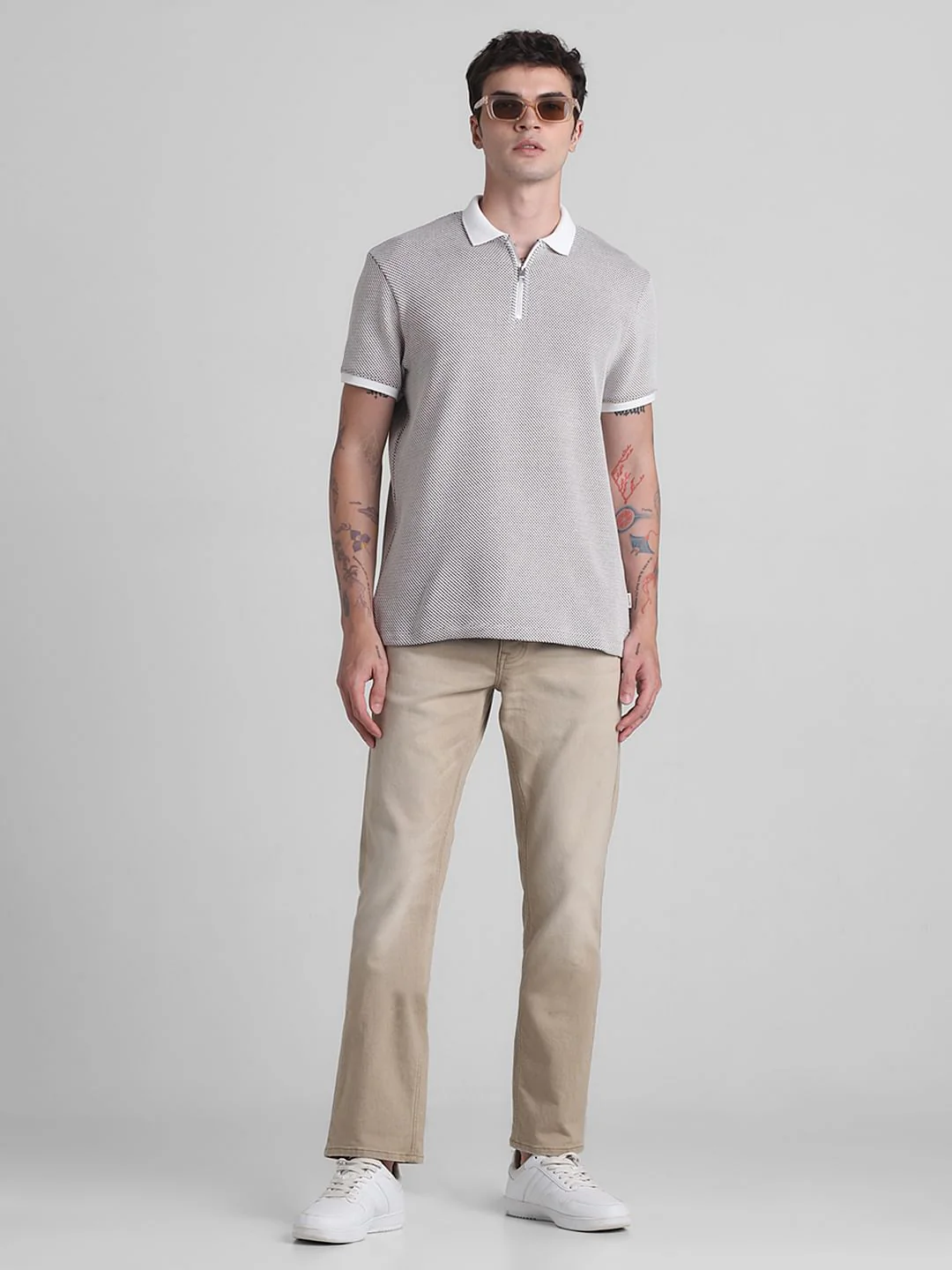 Beige Mid Rise Clark Regular Fit Jeans - Image 6