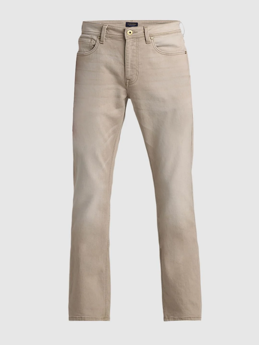 Beige Mid Rise Clark Regular Fit Jeans - Image 7