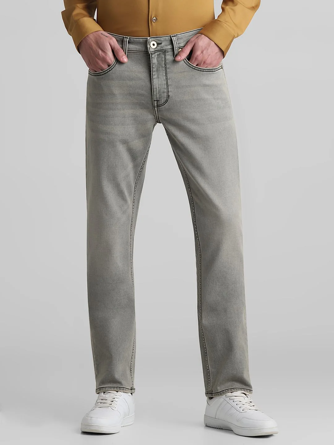 Green Mid Rise Clark Regular Fit Jeans