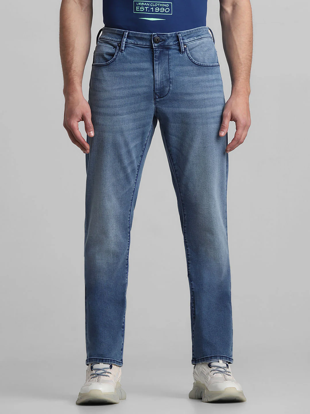 Light Blue Mid Rise Clark Regular Fit Jeans
