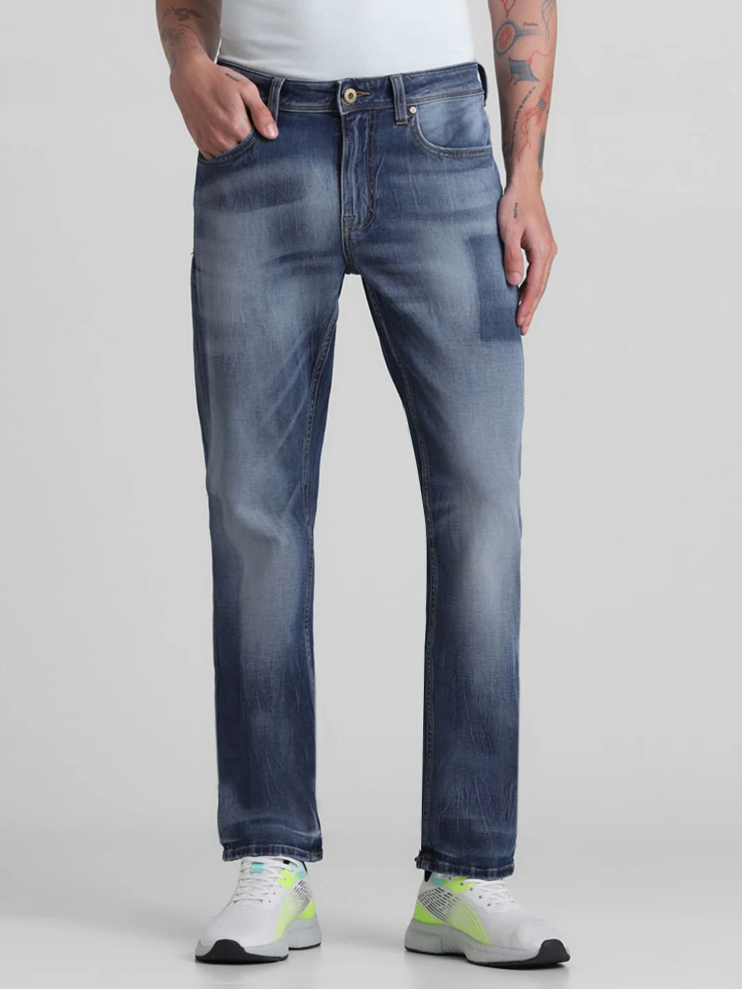 Light Blue Mid Rise Clark Regular Fit Jeans