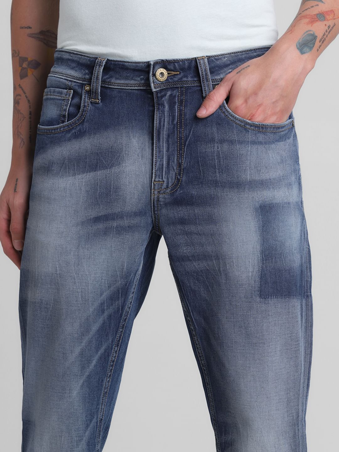 Light Blue Mid Rise Clark Regular Fit Jeans - Image 4