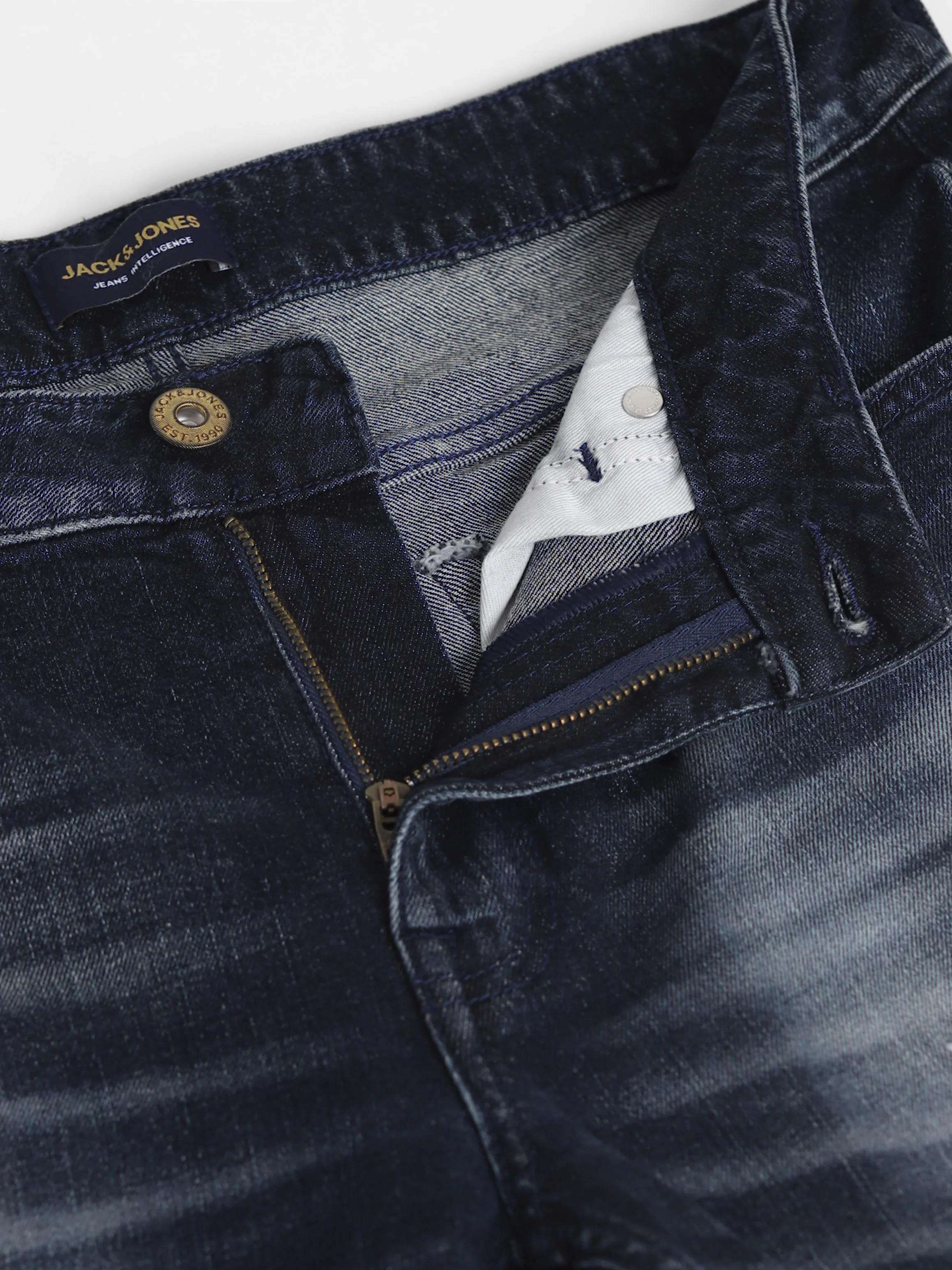 Dark Blue Mid Rise Distressed Regular Fit Jeans - Image 5