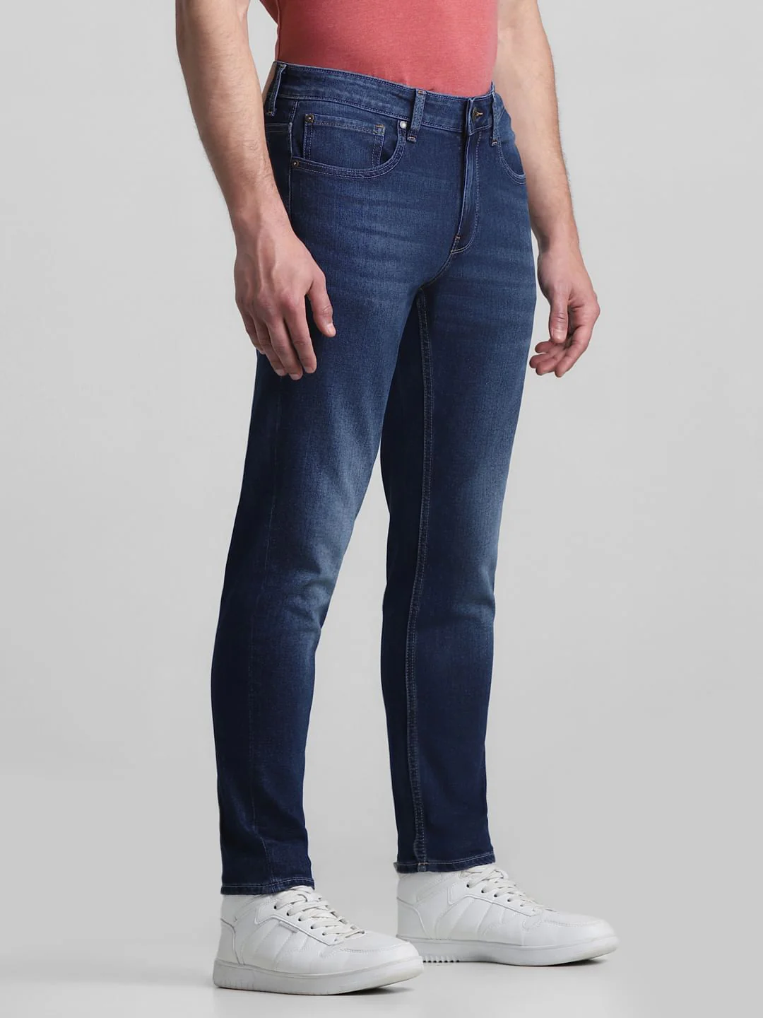 Dark Blue Mid Rise Brak Slim Fit Jeans - Image 2