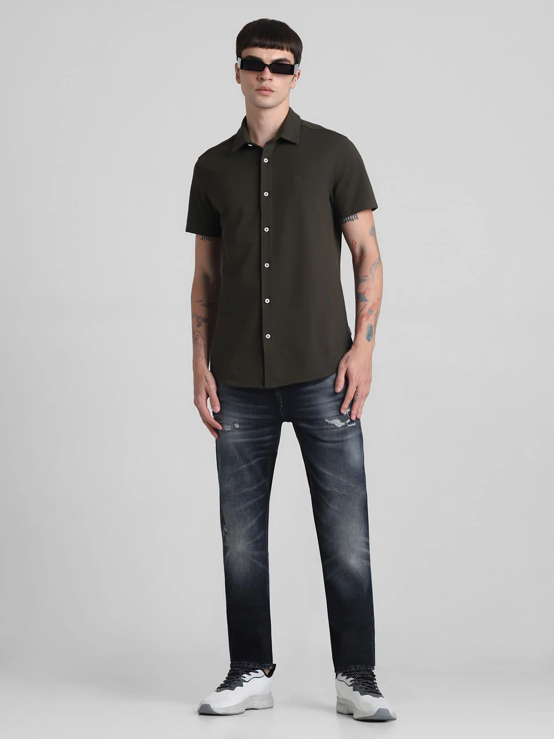 Dark Blue Low Rise Distressed Slim Fit Jeans - Image 6
