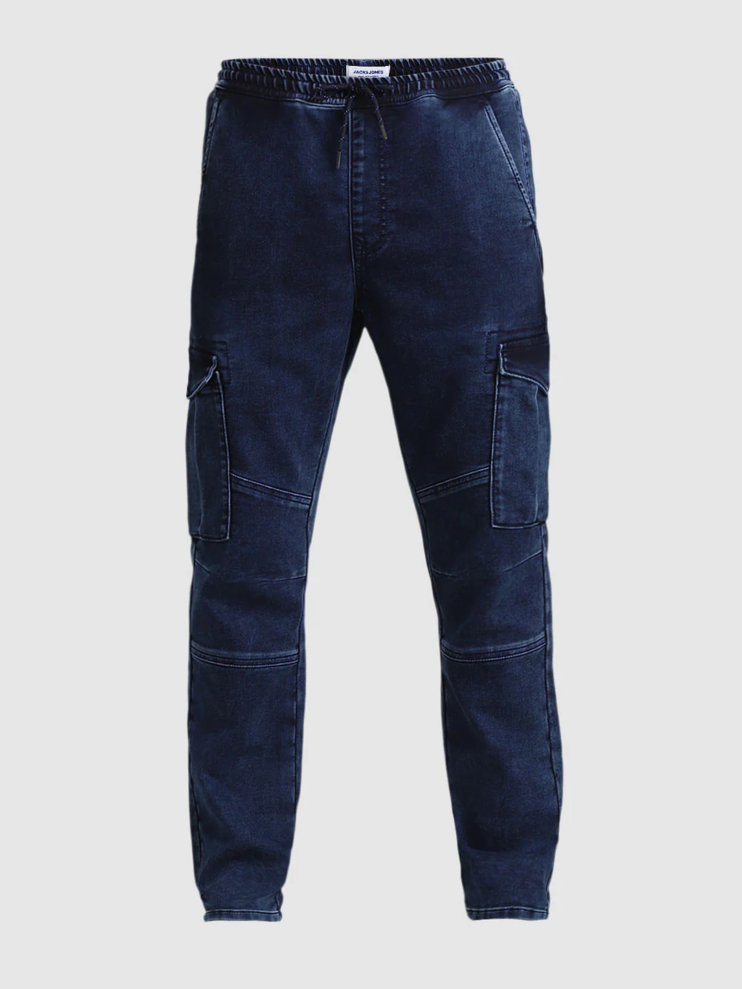 Dark Blue Low Rise Washed Denim Joggers - Image 7