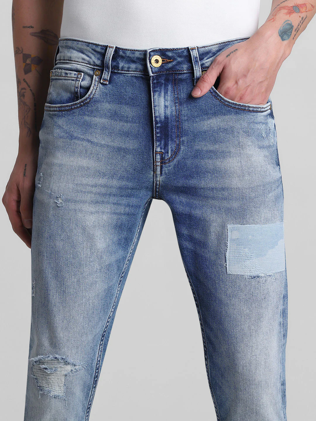 Light Blue Low Rise Glenn Slim Fit Jeans - Image 4