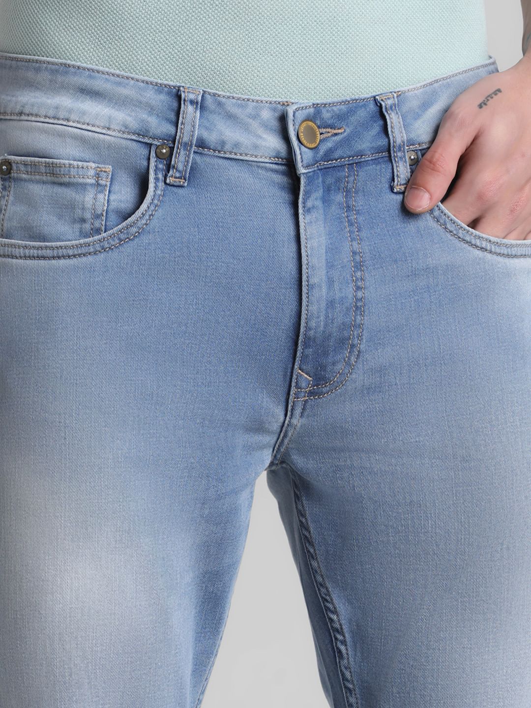 Light Blue Low Rise Liam Skinny Jeans - Image 4