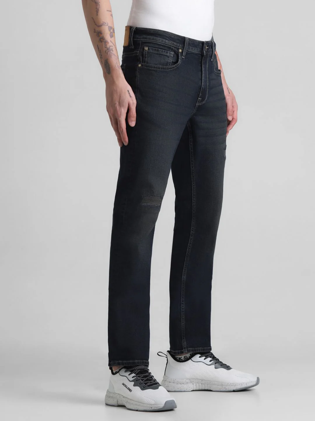 Dark Blue Mid Rise Clark Regular Fit Jeans - Image 2