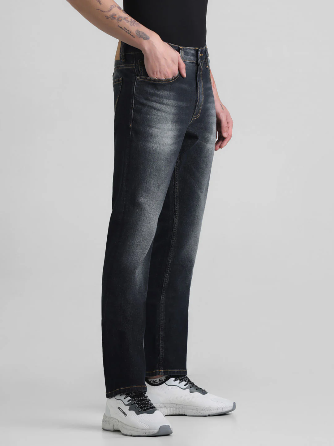 Dark Blue Mid Rise Clark Regular Fit Jeans - Image 2