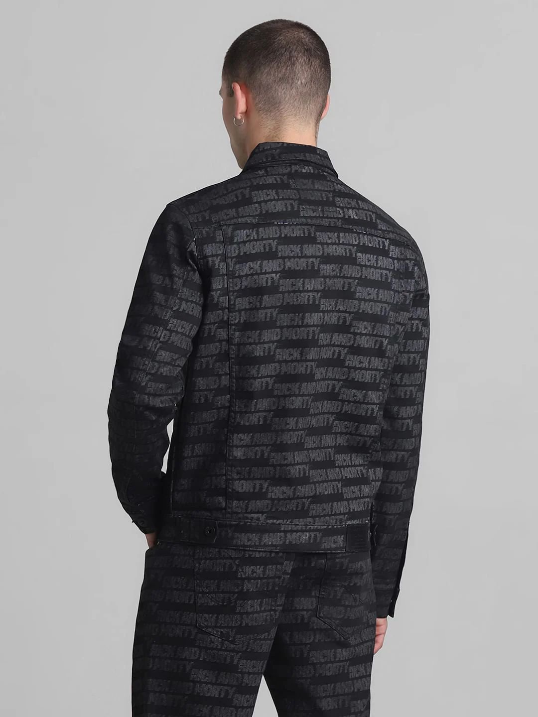 RICK & MORTY Black Printed Co-ord Set Jacket - Image 4