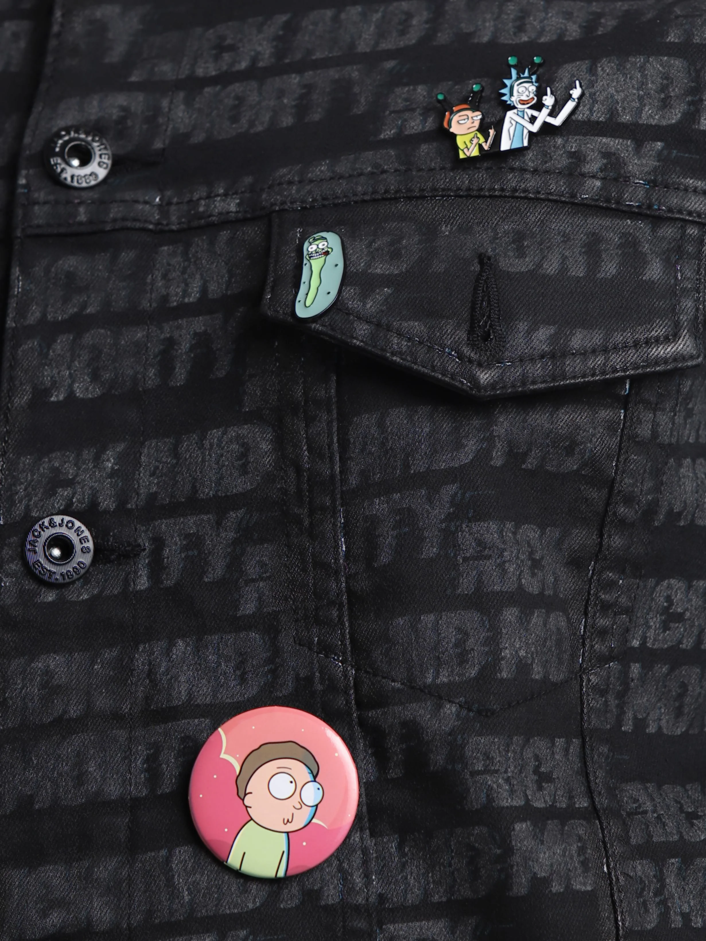 RICK & MORTY Black Printed Co-ord Set Jacket - Image 6