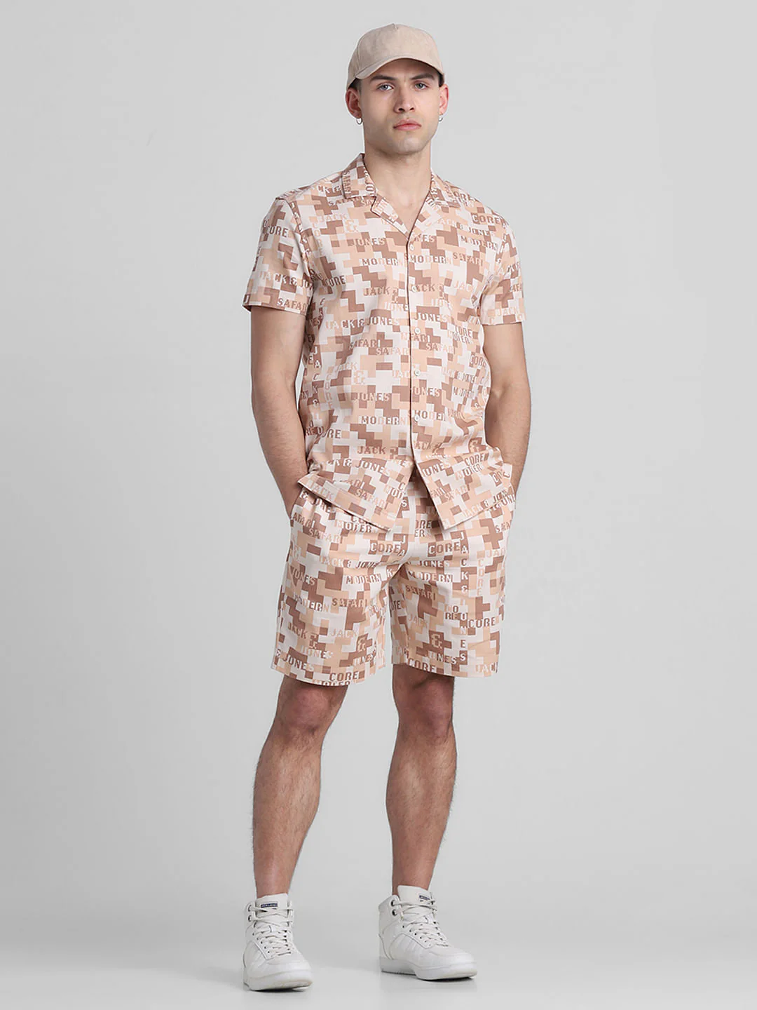 Brown Printed Co-ord Set Shorts - Image 5