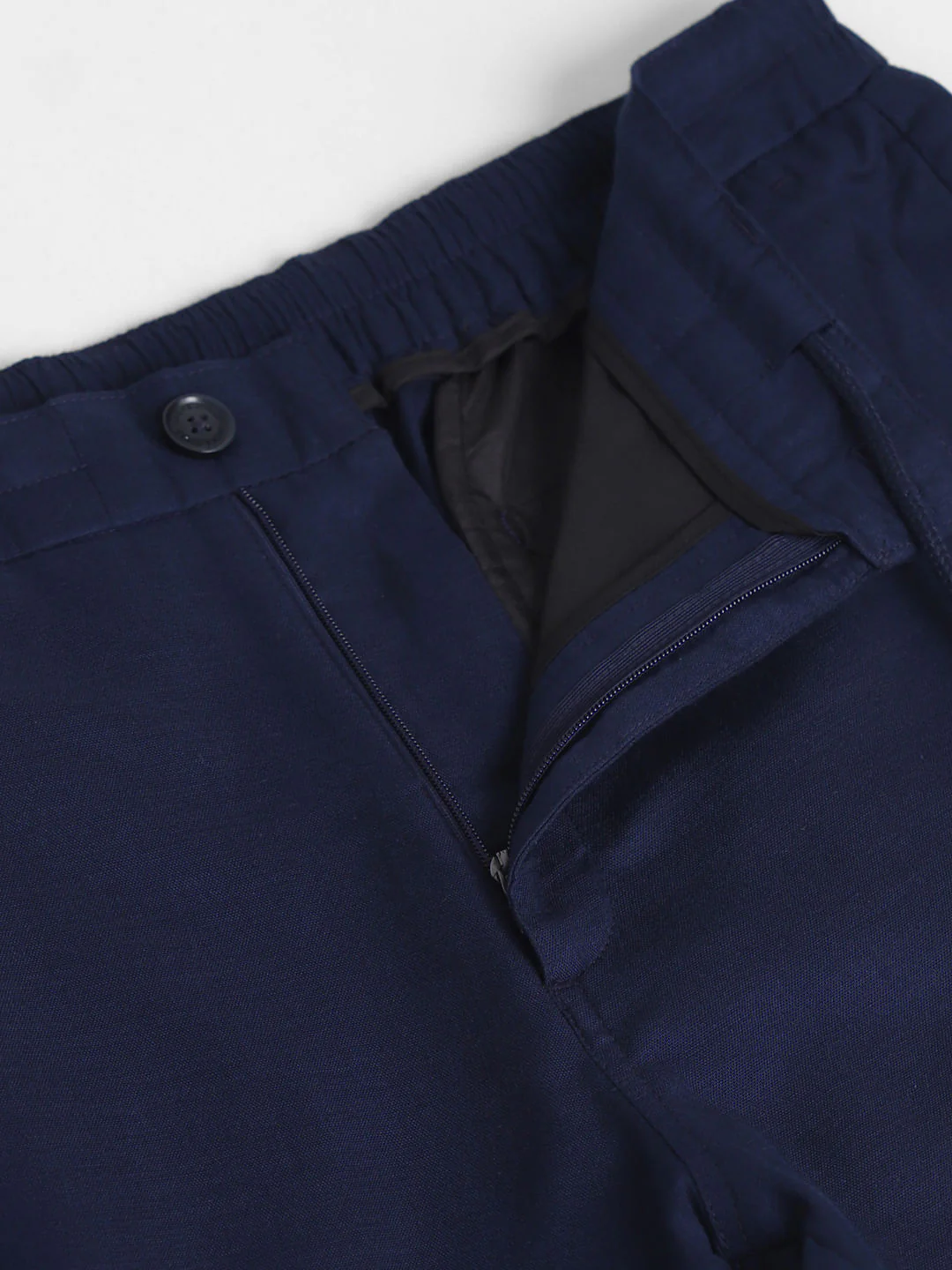 Navy Blue Mid Rise Cotton Pants - Image 5