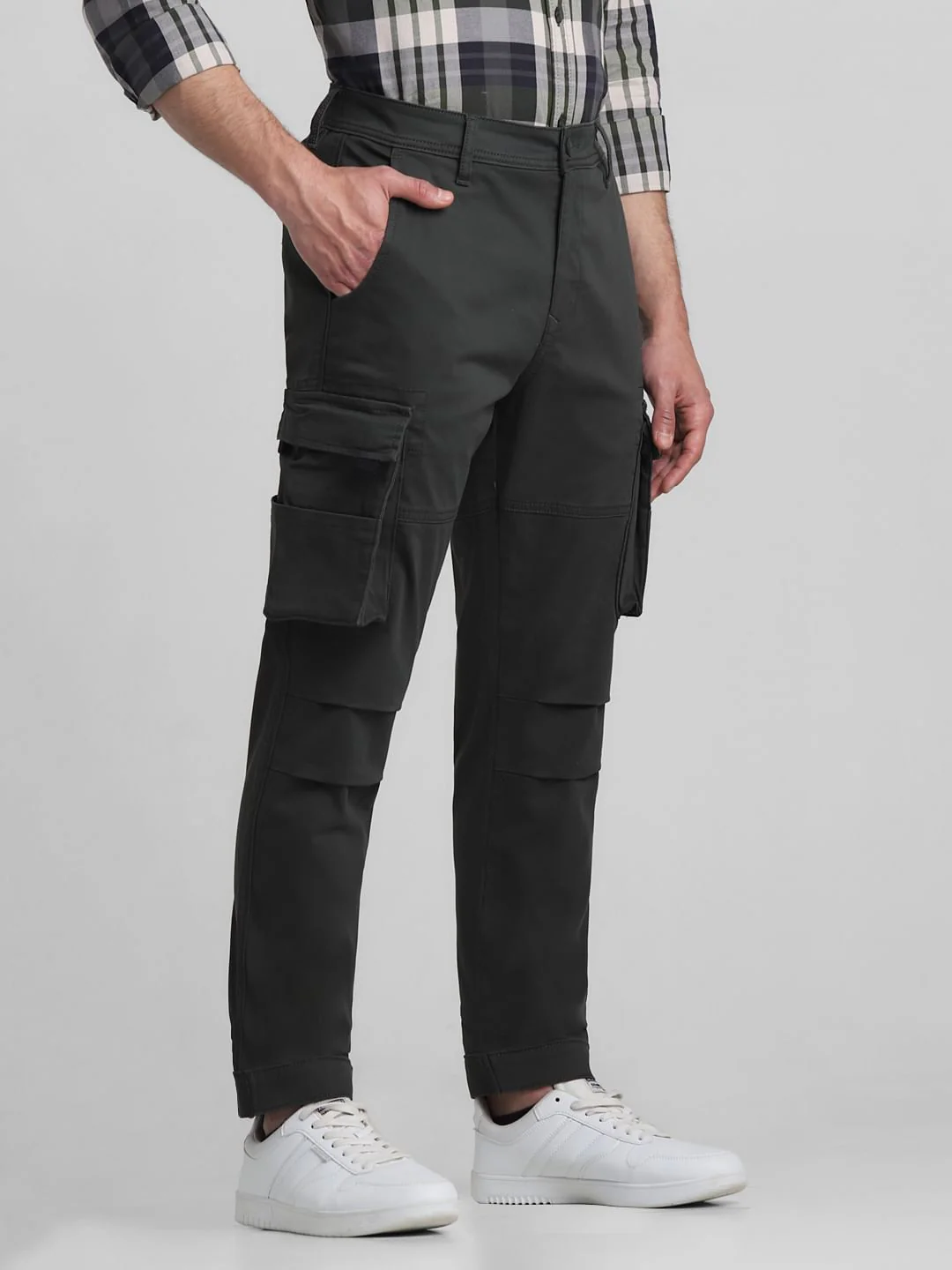 Dark Green Mid Rise Cargo Pants - Image 2