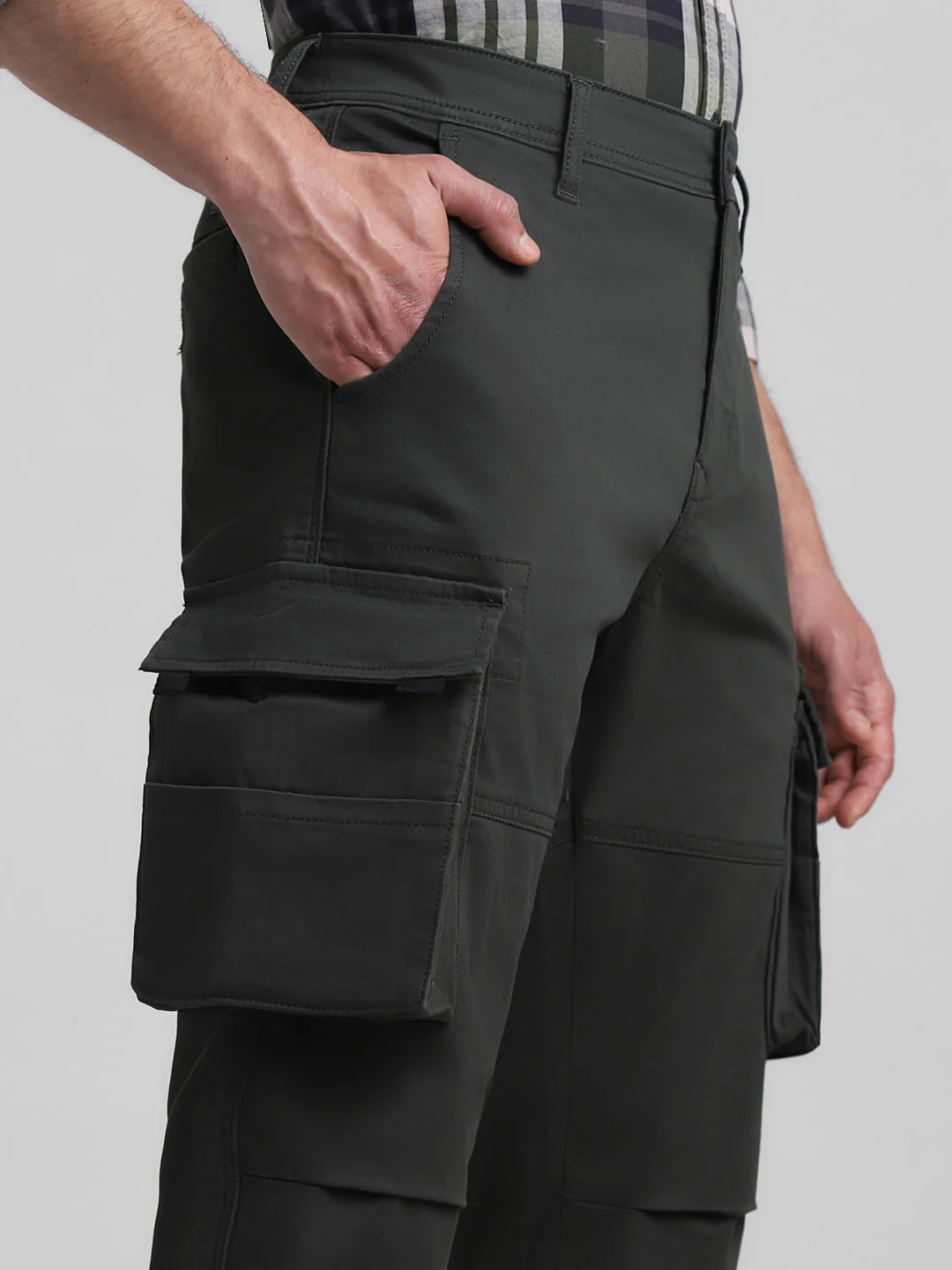 Dark Green Mid Rise Cargo Pants - Image 4