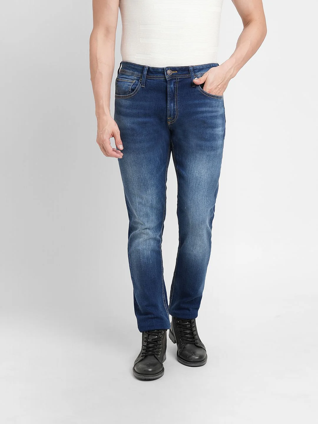 Dark Blue Low Rise Glenn Slim Fit Jeans - Image 2