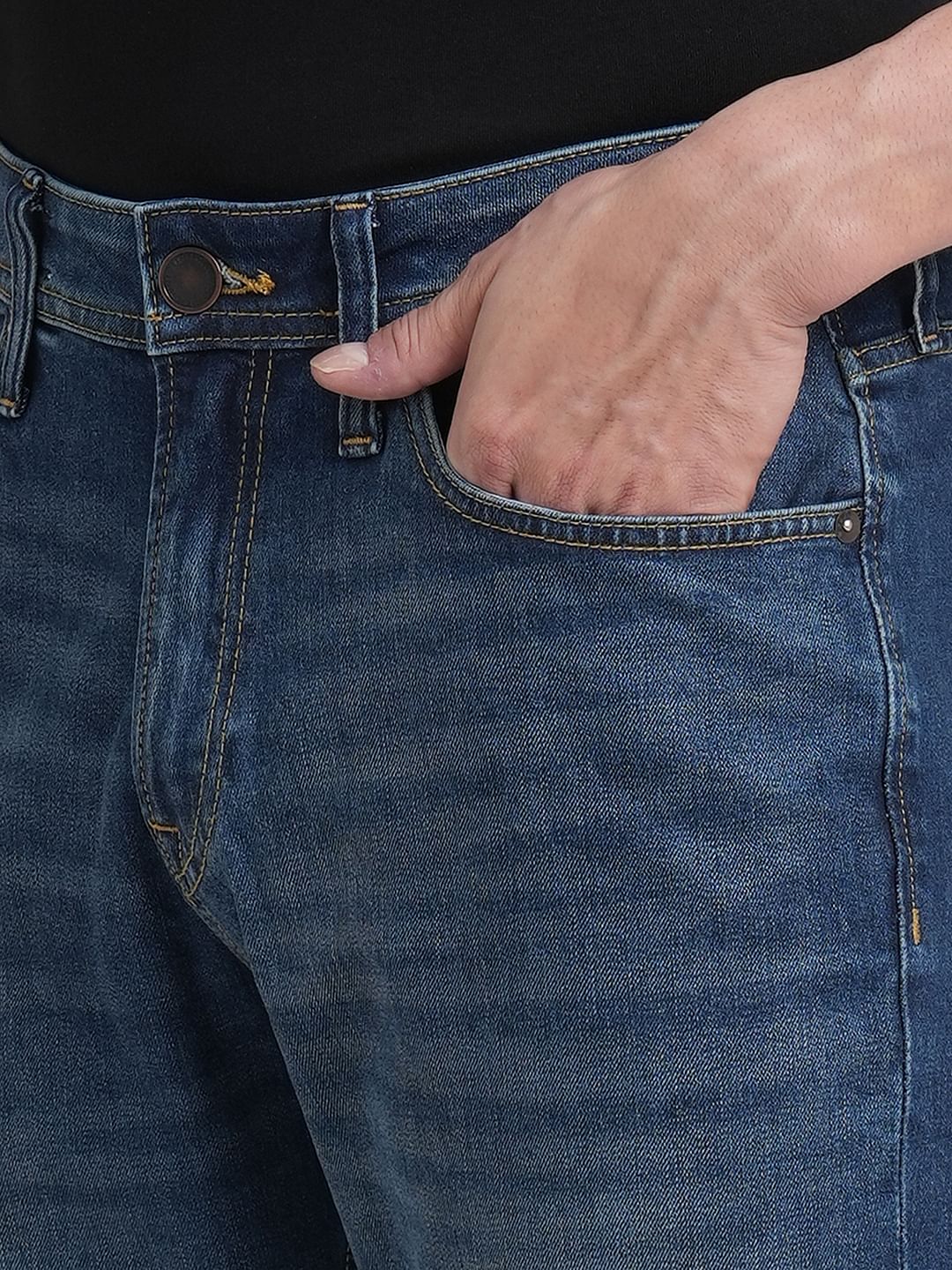 Dark Blue High Rise Bootcut Jeans - Image 5