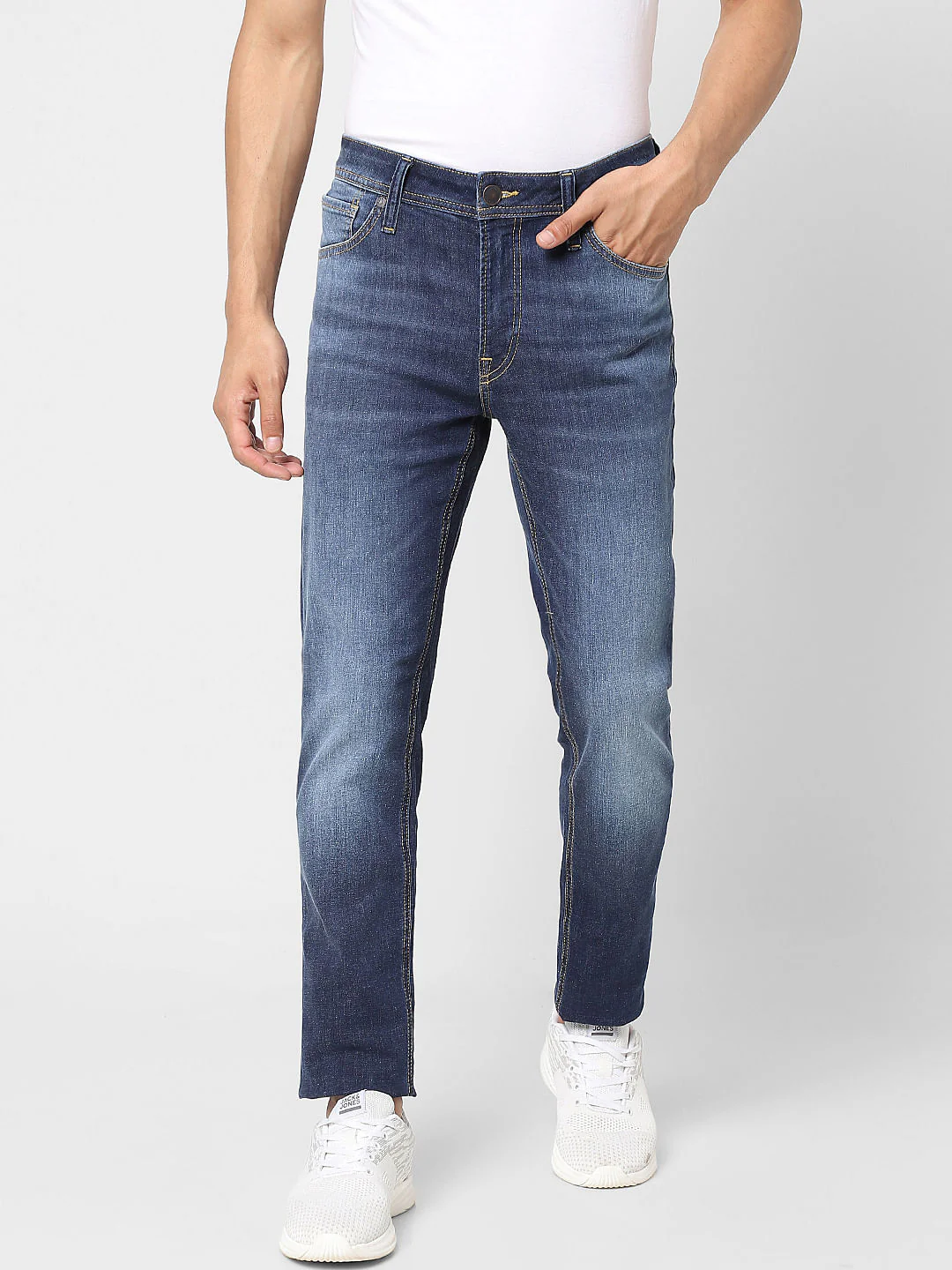 Dark Blue Low Rise Washed Ben Skinny Jeans - Image 2