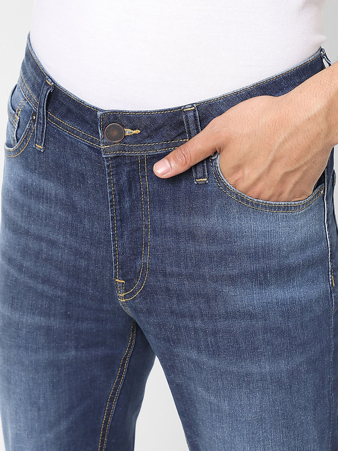 Dark Blue Low Rise Washed Ben Skinny Jeans - Image 5