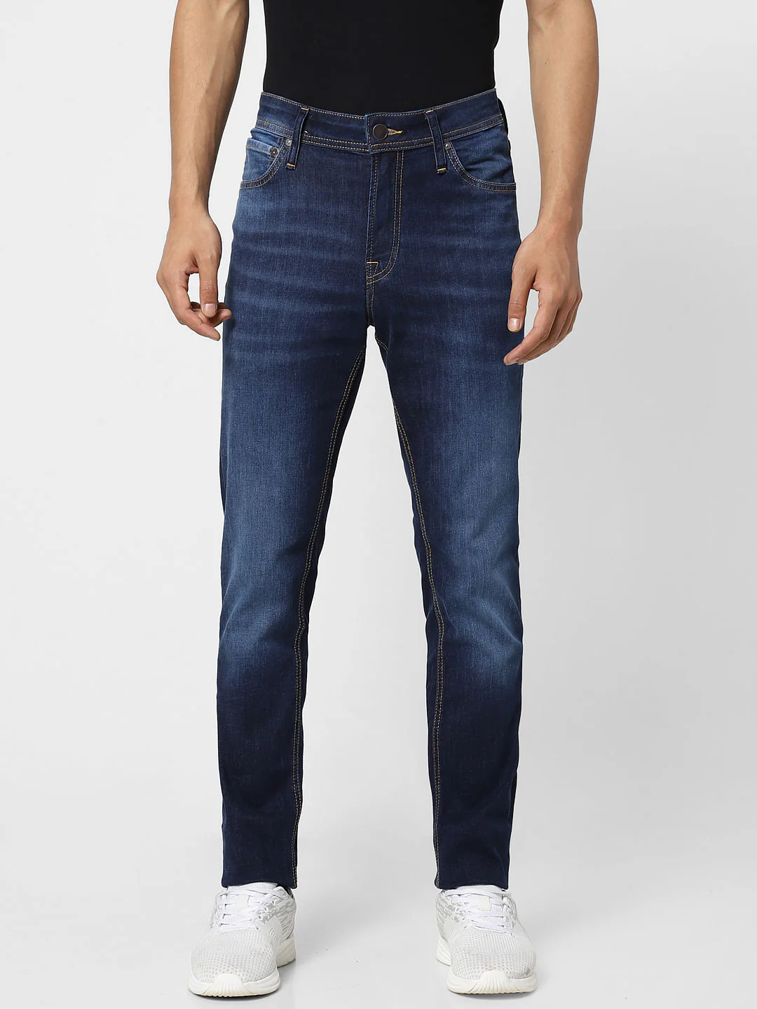 Dark Blue Low Rise Washed Ben Skinny Jeans - Image 2