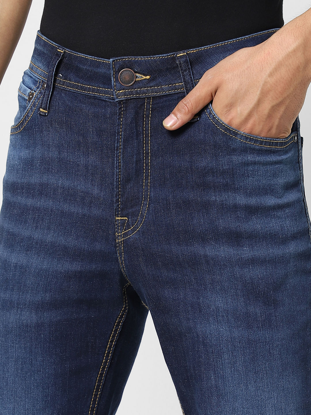 Dark Blue Low Rise Washed Ben Skinny Jeans - Image 5