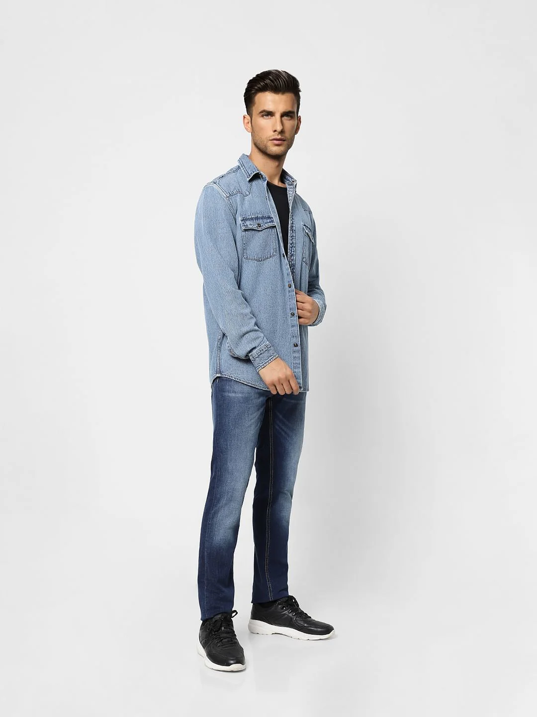 Dark Blue Low Rise Faded Ben Skinny Jeans