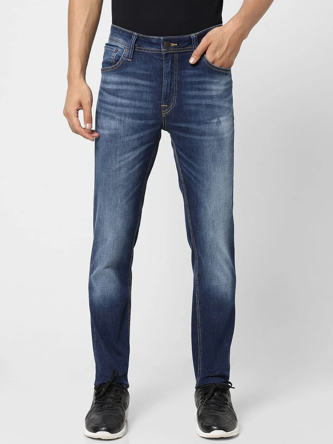 Dark Blue Low Rise Faded Ben Skinny Jeans - Image 2