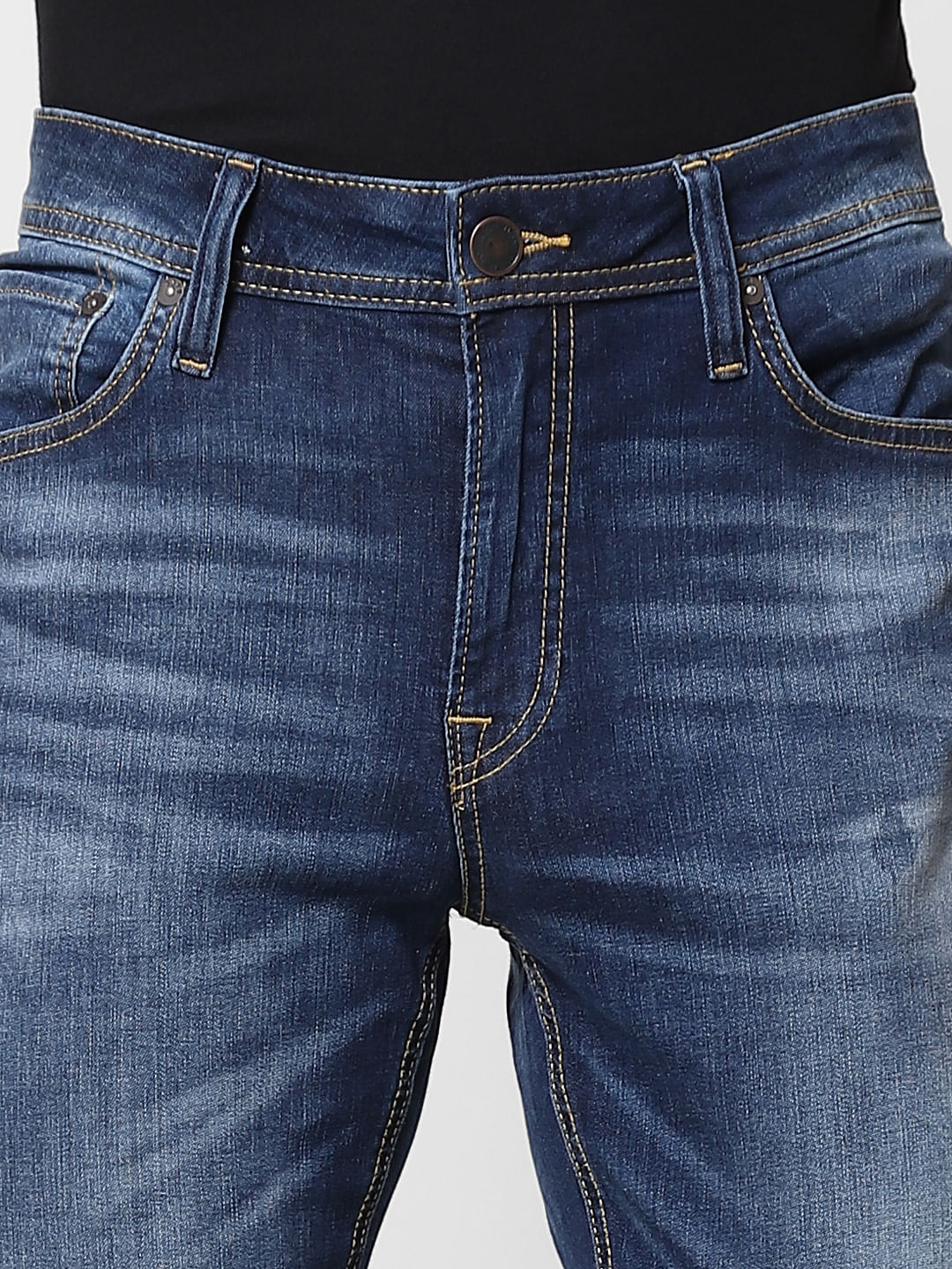 Dark Blue Low Rise Faded Ben Skinny Jeans - Image 5