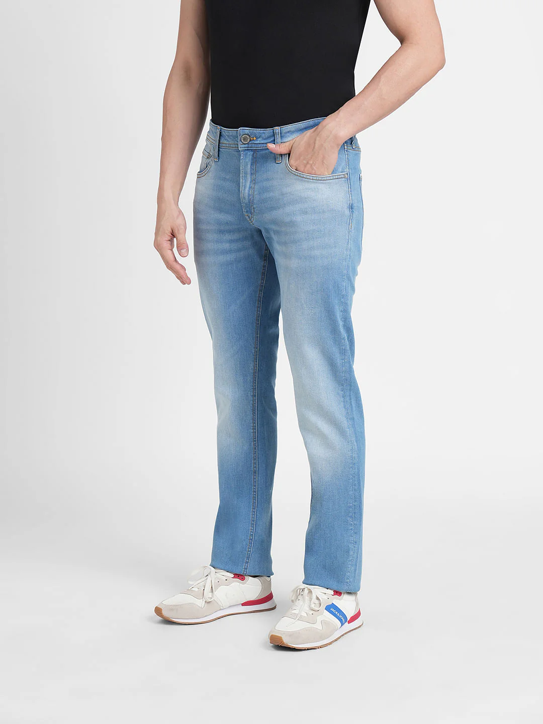 Light Blue Mid Rise Clark Regular Fit Jeans - Image 3