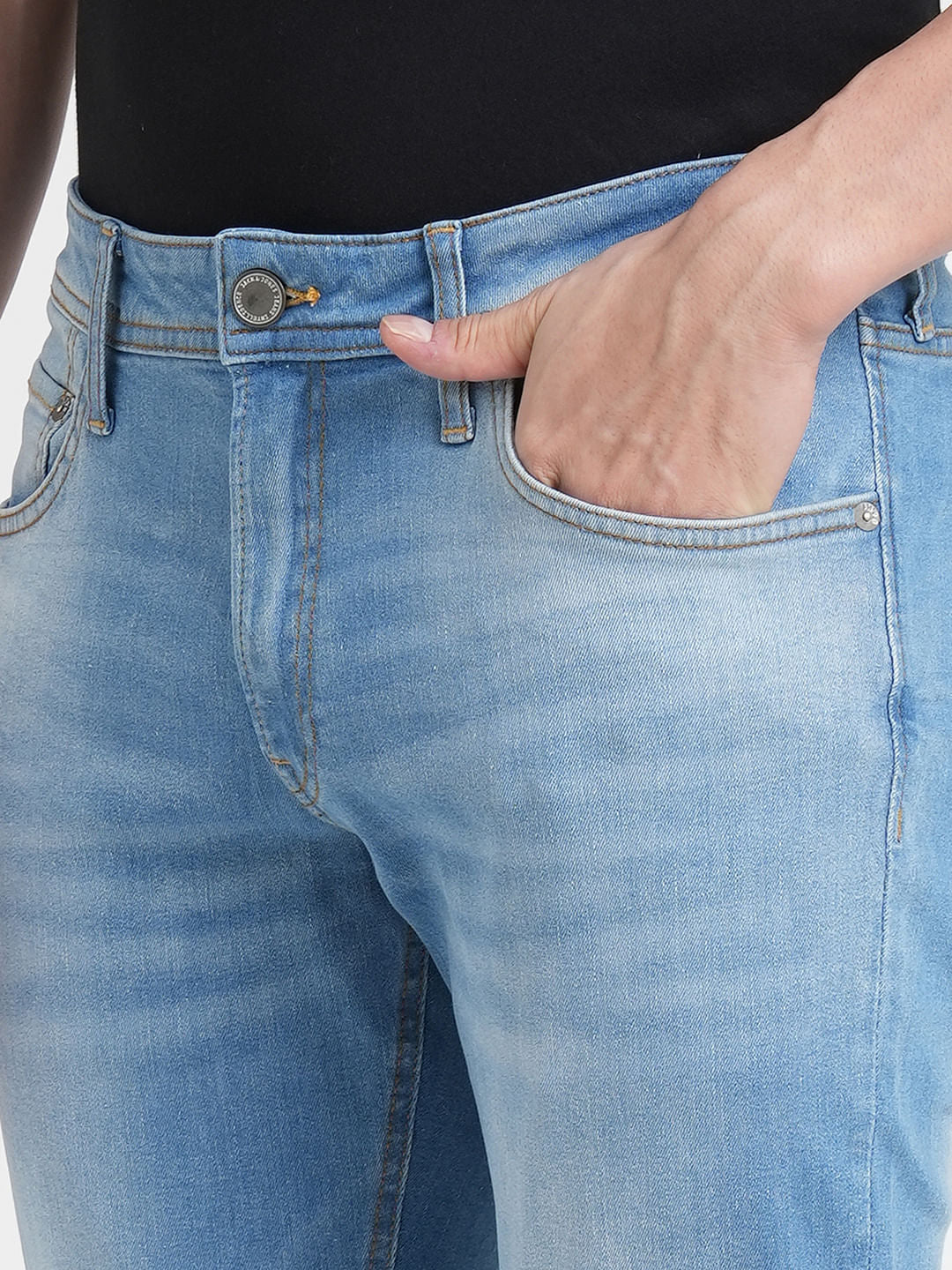 Light Blue Mid Rise Clark Regular Fit Jeans - Image 5